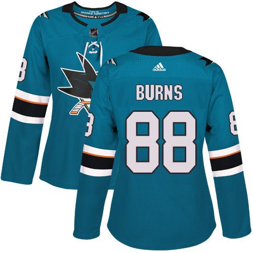 Adidas San Jose Sharks #88 Brent Burns Teal Home Authentic Women Stitched NHL Jersey